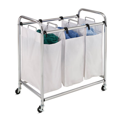 Honey Can Do Chrome/White Triple Laundry Sorter