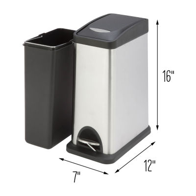 Honey Can Do Silver/Black 8L Step Trash Can