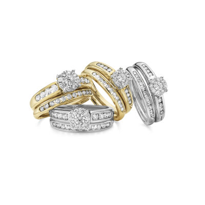 Round 1/2 CT.T.W. Natural Diamond Side Stone Bridal Set 10K or 14K Gold