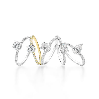 (G-H /  Si1-Si2) Womens 1 CT. T.W. Lab Grown White Diamond 10K White Gold Oval Side Stone Engagement Ring