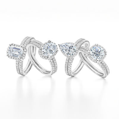 Signature By Modern Bride (F /VS2) Womens 2 CT. T.W. Lab Grown White Diamond 10K or 14K Gold Side Stone Bridal Set