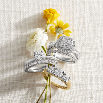 I Said Yes (H-I / Si2-I1) Womens 3/4 CT. T.W. Lab Grown White Diamond Sterling Silver or 14K Gold Over Silver Round 3-Stone Engagement Ring