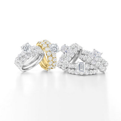 Signature By Modern Bride (G / Si1-Si2) Womens 4 CT. T.W. Lab Grown White Diamond 10K Gold Side Stone Bridal Set