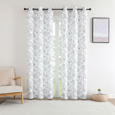 Regal Home Kelvis Printed Energy Saving Blackout Grommet Top Set of 2 Curtain Panel