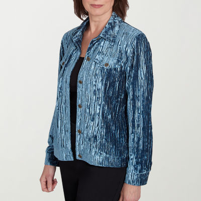 Alfred Dunner Harvest Moon Velvet Lightweight Bomber Jacket