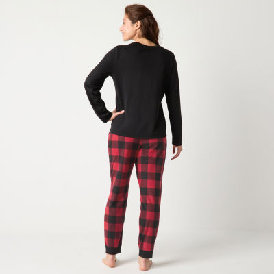 North Pole Trading Co. Womens Microfleece Crew Neck Long Sleeve 2-pc. Pant Pajama Set