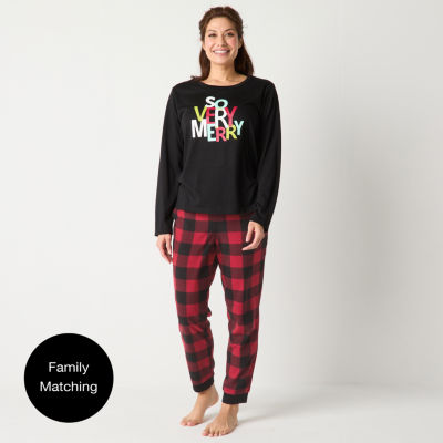 North Pole Trading Co. Womens Tall Microfleece Crew Neck Long Sleeve 2-pc. Pant Pajama Set