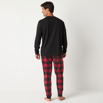 North Pole Trading Co. Mens Microfleece Crew Neck Long Sleeve 2-pc. Pant Pajama Set