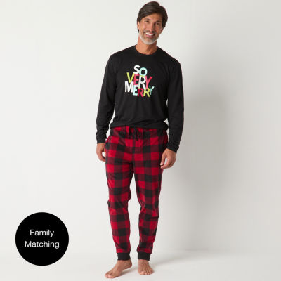 North Pole Trading Co. Mens Microfleece Crew Neck Long Sleeve 2-pc. Pant Pajama Set