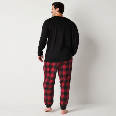 North Pole Trading Co. Mens Big Microfleece Crew Neck Long Sleeve 2-pc. Pant Pajama Set