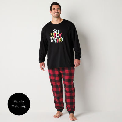 North Pole Trading Co. Mens Big Microfleece Crew Neck Long Sleeve 2-pc. Matching Family Pant Pajama Set