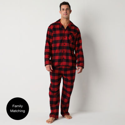 North Pole Trading Co. Mens Flannel Long Sleeve 2-pc. Pant Pajama Set