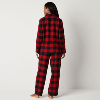 North Pole Trading Co. Womens Flannel Long Sleeve 2-pc. Pant Pajama Set