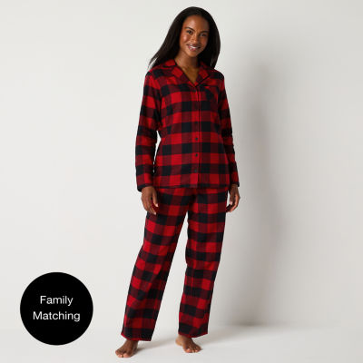 North Pole Trading Co. Womens Flannel Long Sleeve 2-pc. Pant Pajama Set