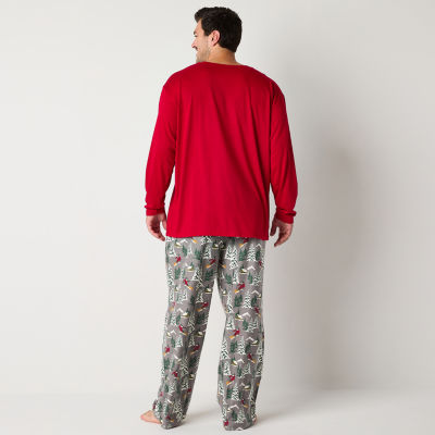 North Pole Trading Co. Mens Big Crew Neck Long Sleeve 2-pc. Pant Pajama Set