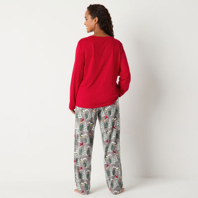 North Pole Trading Co. Womens Crew Neck Long Sleeve 2-pc. Pant Pajama Set