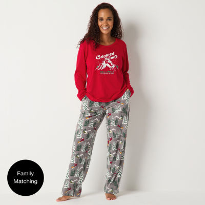 North Pole Trading Co. Womens Crew Neck Long Sleeve 2-pc. Pant Pajama Set