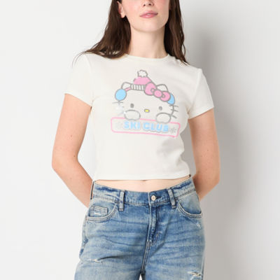 Juniors Hello Kitty Snow Angel Baby Tee Womens Crew Neck Short Sleeve Hello Kitty Graphic T-Shirt