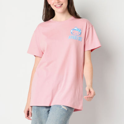 Juniors Hello Kitty  Snow Angel Oversized Tee Womens Crew Neck Short Sleeve Hello Kitty Graphic T-Shirt