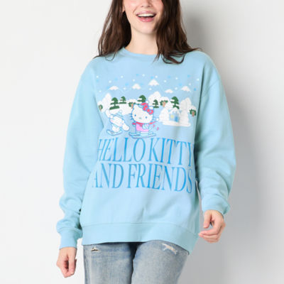 Juniors Hello Kitty  Snow Angel Crew Sweatshirt Womens Crew Neck Long Sleeve Hello Kitty Sweatshirt