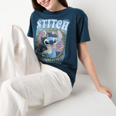 Juniors Stitch Planets Boyfriend Tee Womens Crew Neck Short Sleeve Graphic T-Shirt