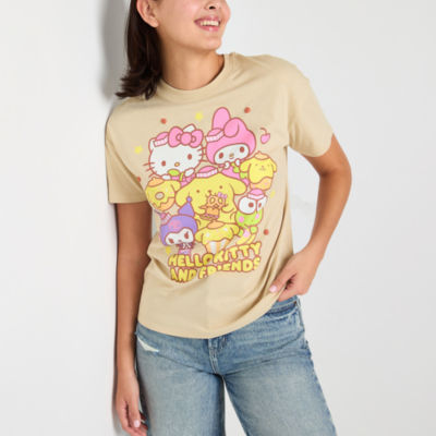 Juniors Womens Crew Neck Short Sleeve Hello Kitty Graphic T-Shirt