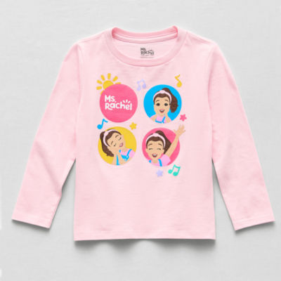 Toddler Girls Ms. Rachel Crew Neck Long Sleeve Graphic T-Shirt