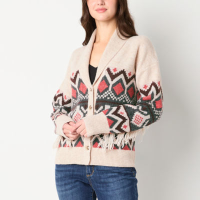 Frye and Co. Fairisle Womens Long Sleeve Button Cardigan