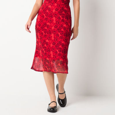 by&by Womens Mid Rise Midi A-Line Skirt-Juniors