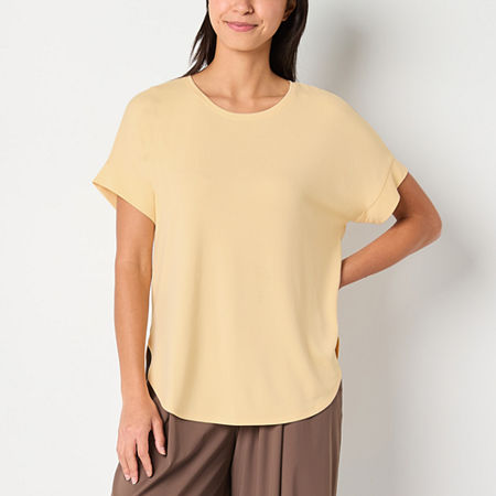 Stylus Womens Crew Neck Short Sleeve T-Shirt, Xx-large, Yellow