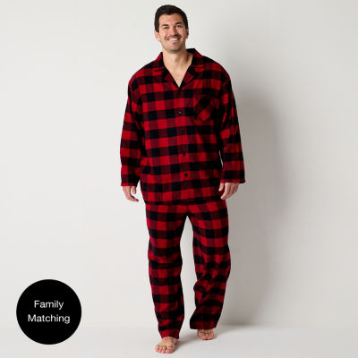 North Pole Trading Co. Mens Big Flannel Long Sleeve 2-pc. Pant Pajama Set