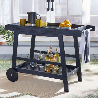 Renzo Patio Collection Wood-Top Serving Carts