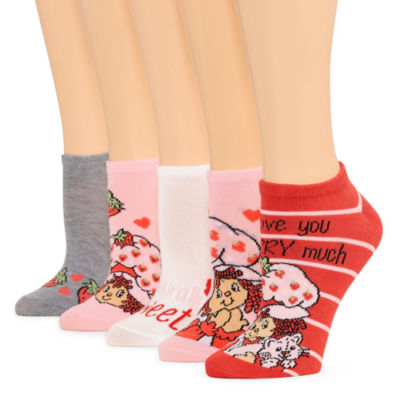 Strawberry Shortcake Womens Breathable Multi-Pack 5 Pair Strawberry Shortcake Low Cut Socks