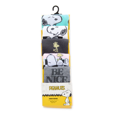 Womens 5 Pair Peanuts Snoopy Crew Socks