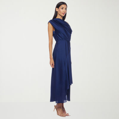 Premier Amour One Shoulder Womens Short Sleeve Midi Fit + Flare Dress