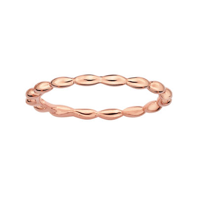 Personally Stackable 18K Rose Gold Over Sterling Silver 1.5mm Rice Bead Ring