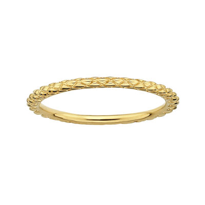 Personally Stackable 18K Yellow Gold Over Sterling Silver 1.5mm Criss-Cross Ring