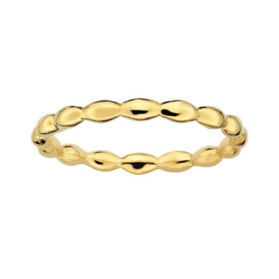 Personally Stackable 18K Yellow Gold Over Sterling Silver 1.5mm Rice Bead Ring