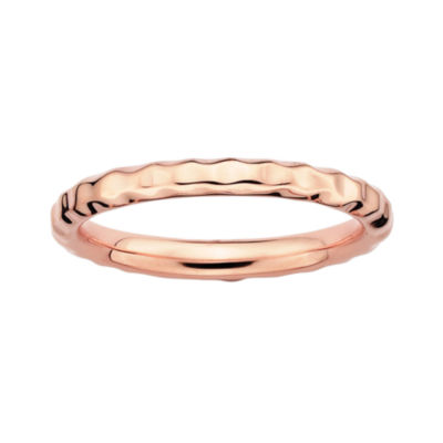 Personally Stackable 18K Rose Gold Over Sterling Silver 3.5mm Hammered Ring