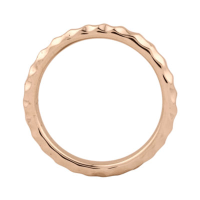 Personally Stackable 18K Rose Gold Over Sterling Silver 3.5mm Hammered Ring