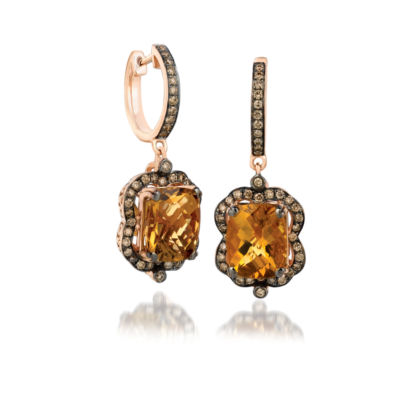 Grand Sample Sale™ by Le Vian® Chocolate Quartz® & 5/8 CT. T.W. Chocolate Diamonds® in 14k Strawberry Gold® Chocolatier® Earrings