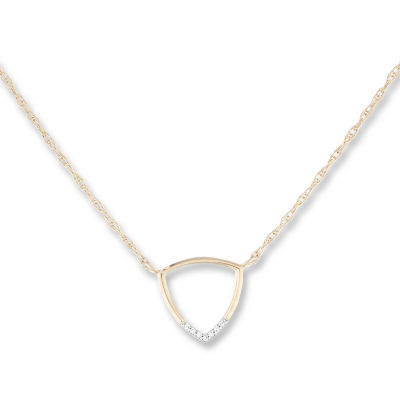 Womens Diamond Accent Natural White Diamond 10K Gold Triangle Pendant Necklace