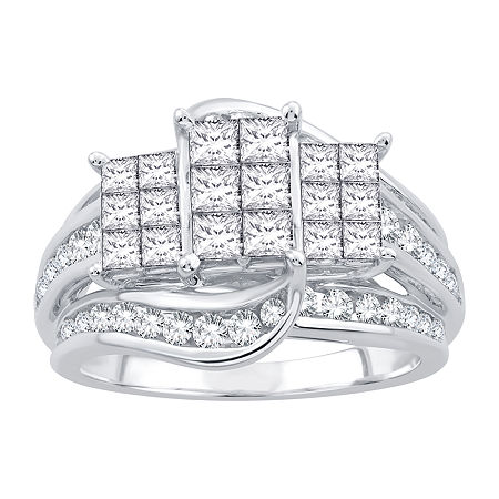 Modern Bride Womens 2 Ct. T.w. Natural White Diamond 10k White Gold Engagement Ring In White