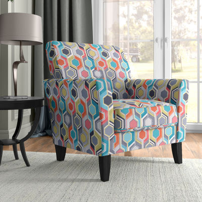 Alex Transitional Flared Arm Accent Chair in Floral Fabric