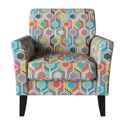 Alex Transitional Flared Arm Accent Chair in Floral Fabric