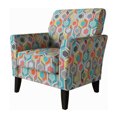 Alex Transitional Flared Arm Accent Chair in Floral Fabric