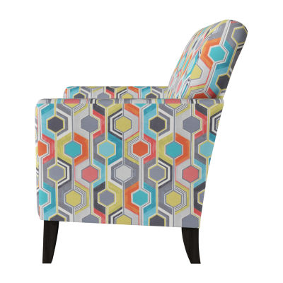 Alex Transitional Flared Arm Accent Chair in Floral Fabric