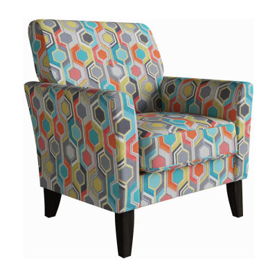 Alex Transitional Flared Arm Accent Chair in Floral Fabric