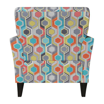 Alex Transitional Flared Arm Accent Chair in Floral Fabric