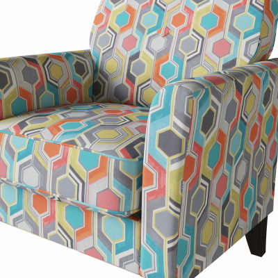 Alex Transitional Flared Arm Accent Chair in Floral Fabric